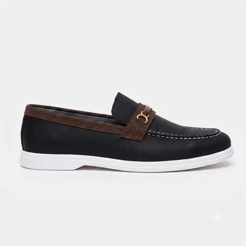 Saffiera Horsebit Leather Loafer Black - On Feet Lifestyle