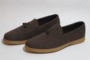 Saffiera Dark Brown Suede Tassel Loafer