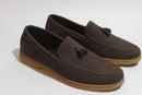 Saffiera Dark Brown Suede Tassel Loafer