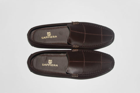 Saffiera Quilted Leather Penny Loafer — Dark Brown