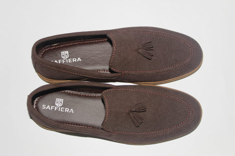 Saffiera Dark Brown Suede Tassel Loafer - Original Product Photo